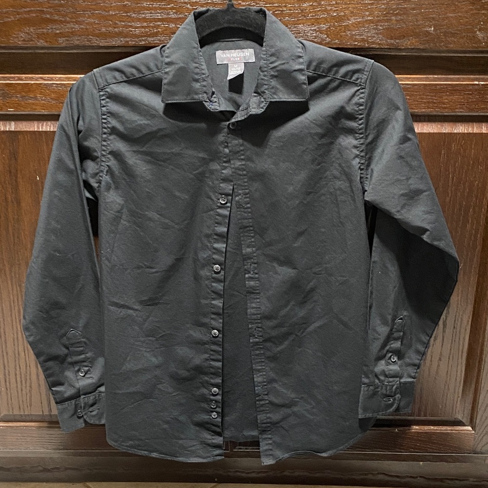 Van Heusen Kids Black Button Down Shirt - Youth M (10/12)